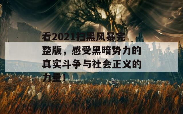 看2021扫黑风暴完整版，感受黑暗势力的真实斗争与社会正义的力量！