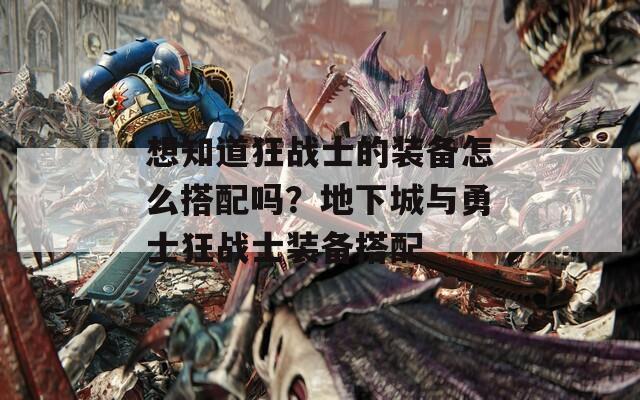 想知道狂战士的装备怎么搭配吗？地下城与勇士狂战士装备搭配