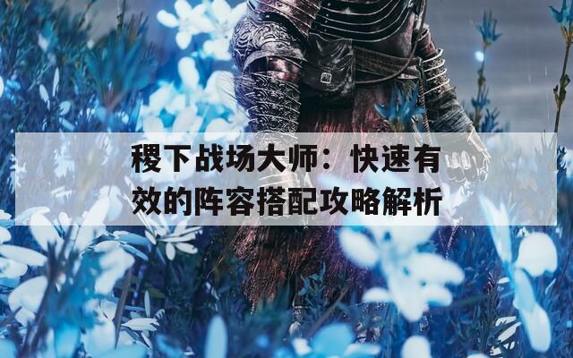 稷下战场大师：快速有效的阵容搭配攻略解析