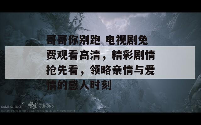 哥哥你别跑 电视剧免费观看高清，精彩剧情抢先看，领略亲情与爱情的感人时刻