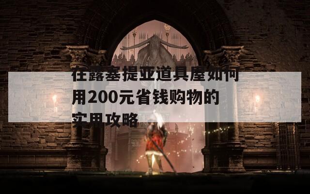 在露塞提亚道具屋如何用200元省钱购物的实用攻略