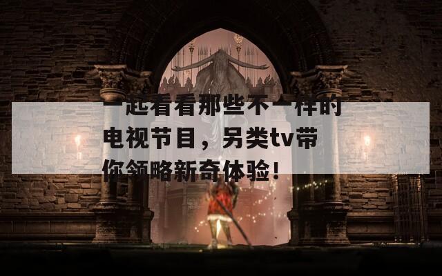 一起看看那些不一样的电视节目，另类tv带你领略新奇体验！