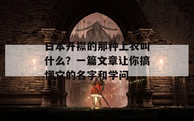 日本开襟的那种上衣叫什么？一篇文章让你搞懂它的名字和学问