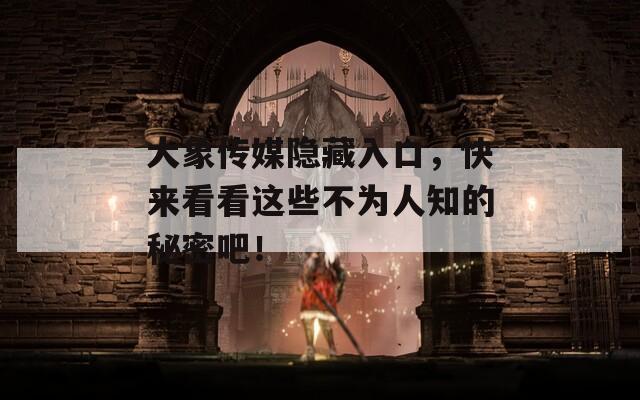 大象传媒隐藏入口，快来看看这些不为人知的秘密吧！