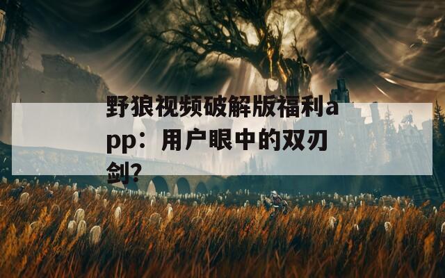 野狼视频破解版福利app：用户眼中的双刃剑？