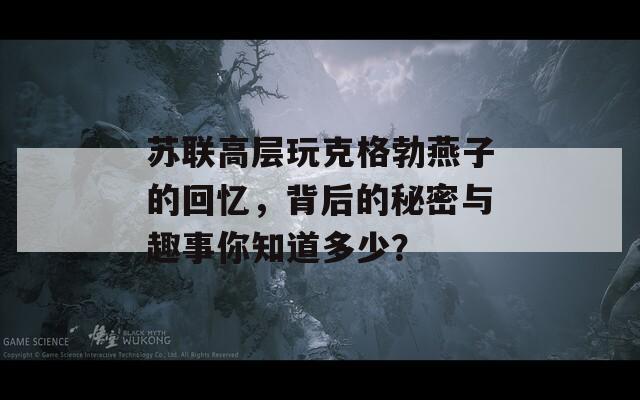 苏联高层玩克格勃燕子的回忆，背后的秘密与趣事你知道多少？
