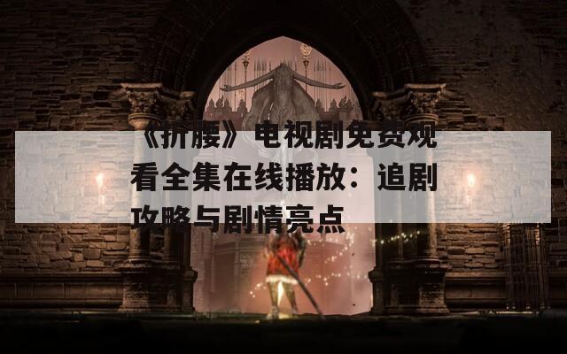《折腰》电视剧免费观看全集在线播放：追剧攻略与剧情亮点